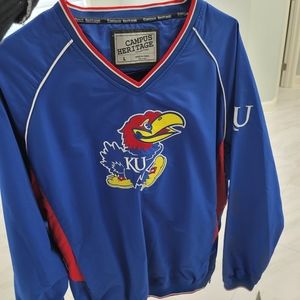 Campus Heritage KU Long Sleeve Pullover Wind Breaker Size Large NEW NWT